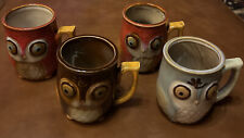 4 1970s Vintage Hand Painted Gibson Owl Coffee Tea Mug Multi-Color picture