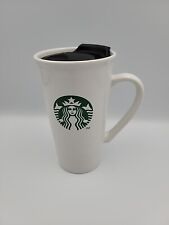 Starbucks Ceramic Travel Mug Handle 2015 Green Mermaid Logo Black Lid 14.3oz picture
