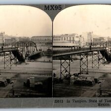 c1900s Tampico, Tamaulipas, Mexico Port Stereo Photo Bridge Railway V25 picture