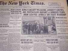 1928 DEC 3 NEW YORK TIMES - KING'S HEART WEAKENS, ANXIETY GROWS - NT 5120 picture