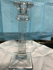 CLEAR GLASS CANDLE STICK----ETCHED STEM------mth picture
