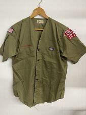 Vintage Boy Scouts Of America BSA Khaki Green Shirt w/ Patches 70s Fort Knox 127 picture