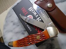 Boker Tree Brand Germany 2 Blade Folding Hunter Pocket Knife HCSS Brown Bone picture