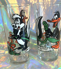 Vintage Pepsi Collector 1976 Looney Tunes Glasses Set 2 Daffy Duck Pepe Le Pew picture