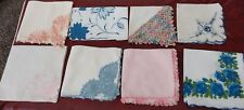 PINK & BLUE VIntage Handkerchief Lot of 8* Impeccable Crochet* Embroidered work picture