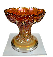 Vintage Marigold Carnival Glass Punch Bowl Stand or Vase by Imperial Glass Co. picture