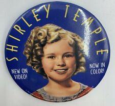 VINTAGE SHIRLEY TEMPLE NEW ON VIDEO NOW IN COLOR PROMO PINBACK  1994  picture