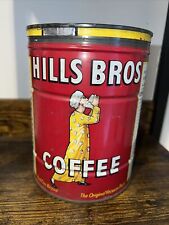 Hills Bros Coffee 2 LBS Red Can Brand Vintage 1939-42-45-52 Kitchen Decor W/Lid picture