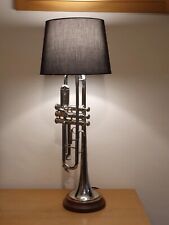 Trumpet lamp Silver with round walnut Wooden base Beside Lamp Table Lamp Décor picture