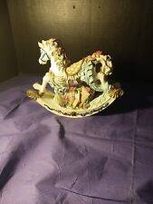 Vintage Rocking Horse Roses Gifts Music Box - Works - Plays Memories picture