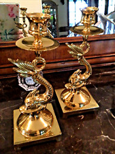 Gorgeous, Ethan Allen, Goldfish Candlesticks (2) Gold plated excellent A Pair picture