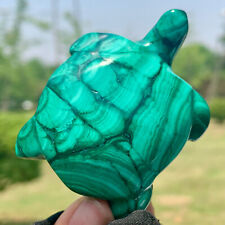 155G  Rare Natural Malachite quartz hand Carved tortoise  Crystal Healing picture