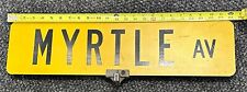 1960’s Myrtle Ave Brooklyn, NY Yellow D/S Street Sign Vinyl Letters 24” x 6” picture