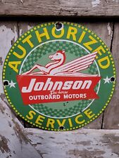 VINTAGE JOHNSON PORCELAIN SIGN SEA-HORSE OUTBOARD GAS BOAT MOTOR SERVICE 12