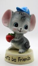 Anthropomorphic Ceramic Mouse Let's Be Friends Japan Vintage Figurine picture