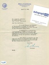 RARE Earl Warren CA Governor Signed Vintage 1946 Typed Letter Autograph COA picture