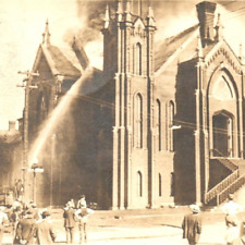 c.1913 Vinton Iowa IA 1912 1st Presbyterian Church Fire Postcard Real Photo RPPC picture