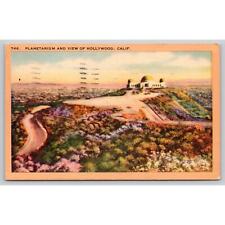 Postcard CA Hollywood Griffith Park Planetarium And View Of Hollywood picture
