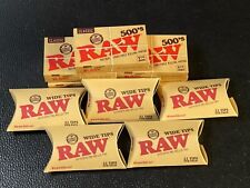 Lot Of 5 Packs Raw 500's Classic Natural Unrefined Rolling Paper + Wide Tips Set picture
