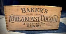 Antique Walter Baker & Co Mass. Breakfast Cocoa Wood Advertising Wood Box Clean picture