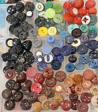 Vintage Colorful Mixed Variety 122 Small Plastics Novelty Buttons Lot picture