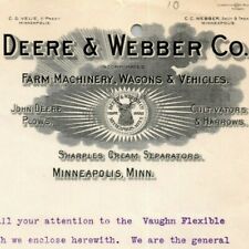 Scarce 1908 John Deere / Deere & Webber Letterhead - Vaughn Flexible Harrow picture