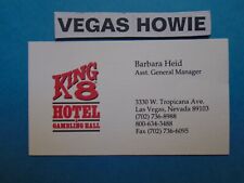VEGAS HOWIE 1 King 8 Hotel Casino Business Card Nevada BARBARA HEID Asst. GM picture