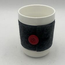 Starbucks 2010 White Mug with Gray Cozy Sleeve with Red Button 14 oz EUC picture