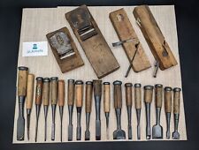 Japanese Chisel Nomi Carpenter Tool Set of 18 & 4 Plane Kanna Hand Tool#1182 picture