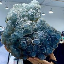 26.95LB Rare Transparent Blue Cube Fluorite Mineral Crystal Specimen/China picture
