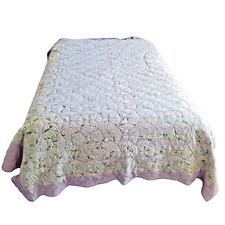 Vintage Quilt Bedspread Lavender Handstitched 4 Point Star Farmhouse Cottagecore picture
