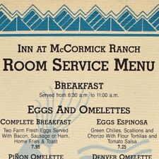 1992 McCormick Ranch Inn Restaurant Room Service Menu Hotel Scottsdale Arizona picture