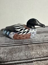 Vintage Hand Made Painted Wooden Duck Figurine Décor 8