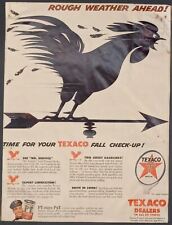 1940s TEXACO PT ROOSTER WEATHER VANE ROUGH WEATHER VINTAGE ADVERTISMENT OS1 picture