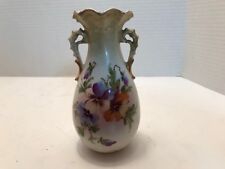 Flower Vase with Gold Rim and Handles Made in Austria Signed Ge 27 13 picture