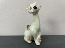 Spaghetti CAT Figurine VINTAGE Ceramic WHITE PINK 3 1/2