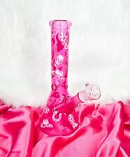 Pink Cowgirl 10in Glass Water Pipe Hookah Glass Pipe Pink Bong Western Bong picture