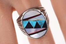 sz11.5 Vintage Zuni Sterling Munti-stone inlay ring picture