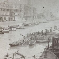 Antique 1899 Suez Canal Port Said Egypt Stereoview Photo Card P3835 picture