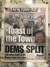 NY Post Feb 6, 2008 - Toast of Town / Pic Perfect NY Giants - **PRICE REDUCED** picture