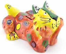Dottie Dracos GANZ Cat Bank Ceramic Figurine Laying Down Whimsical Lion picture