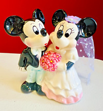Mickey and Minnie Wedding Bride and Groom Vintage Ceramic Figurine Cake Topper picture
