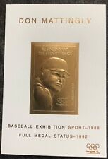 Don Mattingly 1992 St Vincent Full Medal Status Olympics Embossed Gold Foil S/S picture