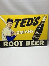 Vintage 1950’s Ted’s Creamy Root Beer Metal Advertising Sign By Ande Rooney picture