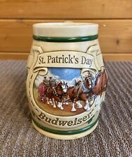 Budweiser 1996 St. Patrick's Day Shamrocks Clydesdales Horseshoe Stein Beer Mug picture