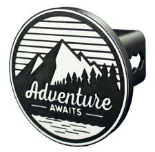Adventure Awaits Trailer Hitch Cover, Black/White (Fits 2
