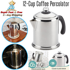 Classic Stainless Steel 12 Cups Coffee Brewer Tea Pot Percolator Indoor Stovetop picture