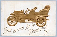 c1910 Postcard Model T Rossville I.D. Embossed Gold #C8 picture