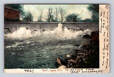 Lyons NY-New York, Rushing Dam, Antique Vintage c1906 Souvenir Postcard picture