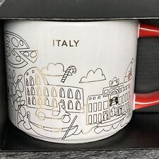 Starbucks Italy Christmas YAH Mug Red White Pizza Colosseum Canal Boat Football picture